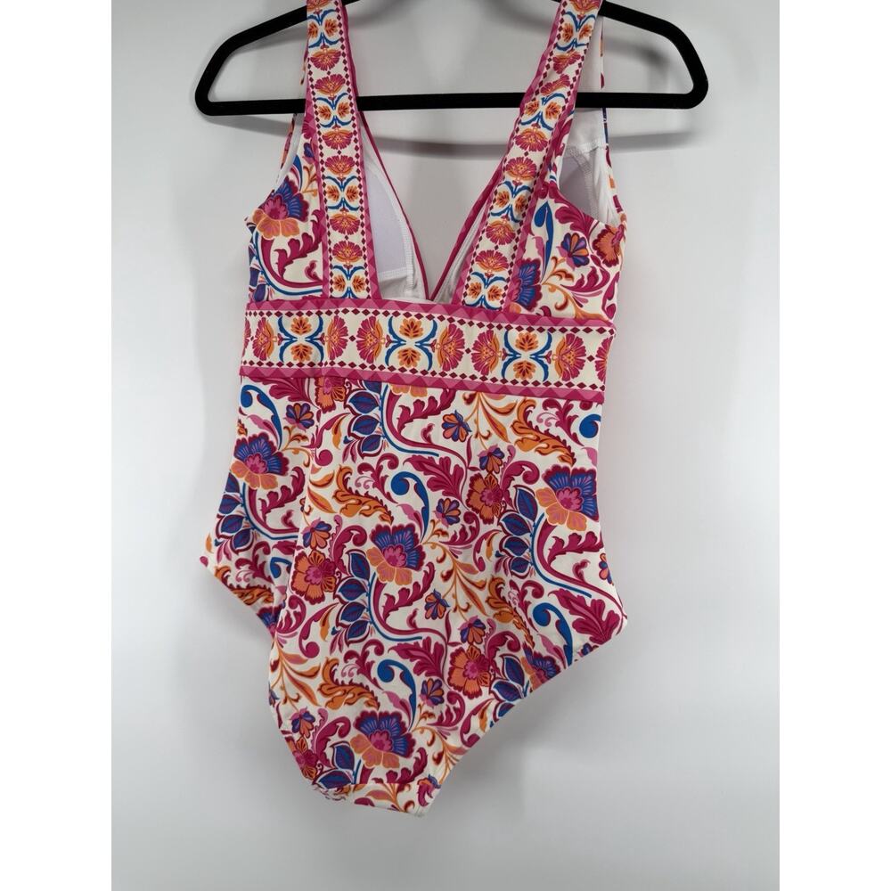 Boden Porto V-neck Swimsuit Pink Power, Flourishing Meadow Women’s Size 8R NWOT - Picture 7 of 8